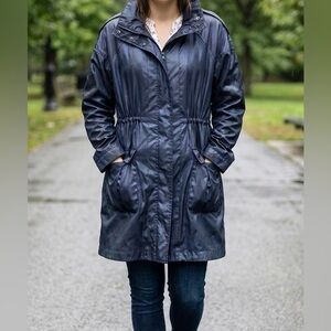 Women’s Lightweight Black Rain Jacket with Zip & Snaps Size 8 (M)